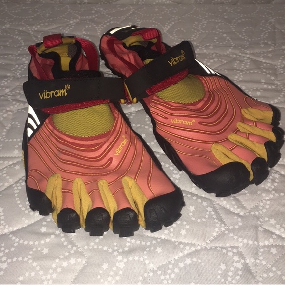 Vibram Women's FiveFingers Red and Yellow Shoes - Picture 1 of 5
